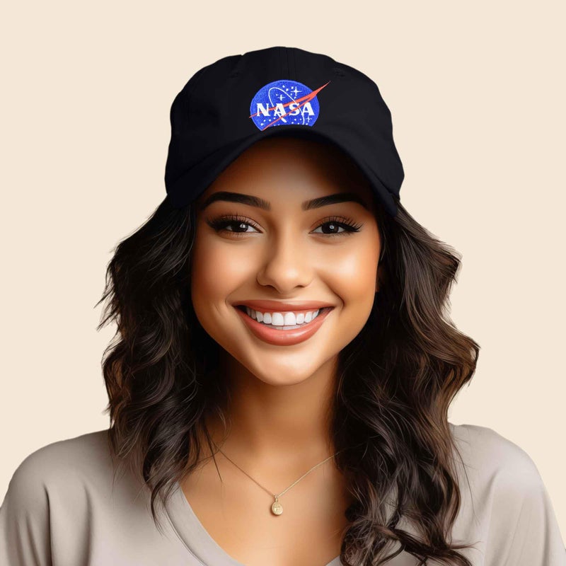 DALIX NASA Embroidered Mens Womens Cotton Dad Hat Baseball Cap Adjustable in Black - Image 3
